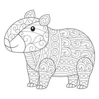 A whimsical line art illustration of a adorned with intricate patterns and swirls, suitable for coloring activities. vector