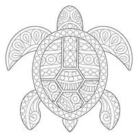 Intricate Turtle Line Art for Coloring vector