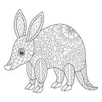 Intricate Aardvark Coloring Page vector