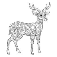 Intricate Deer Line Art with Ornate Patterns vector
