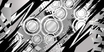 Grey abstract racing background with silver metallic circle object vector