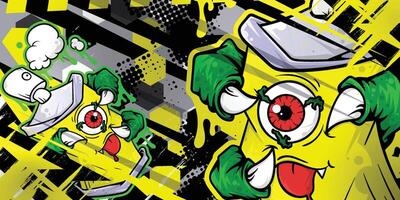 Abstract racing background with cartoon spray paint object vector