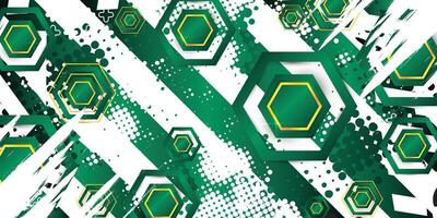 Abstract hexagon background with green and gold gradation effect vector