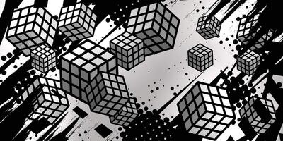 Dark gray abstract racing background with 3d cube object vector
