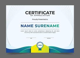 Gradient blue certificate border template vector