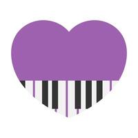 Piano keys in heart shape emblem isolated on white background vector