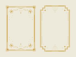 Celestial Tarot card border templates. Celestial esoteric decorative frames vector