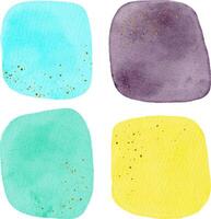 Four different colored watercolor paint splatters vector