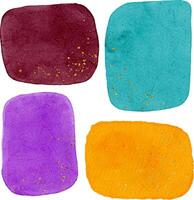 Colorful watercolor paint texture with golden splatter vector