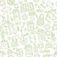 Eco icon pattern. Recycle, ecology and green energy seamless print, zero waste ecological symbols for wrapping paper, environmental fabric textile. eco friendly texture vector