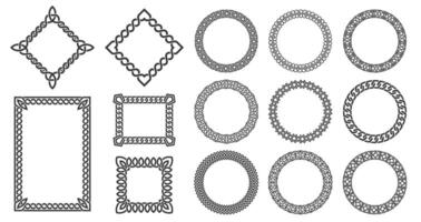 Celtic circles. Circular knotted frames, viking round border knot, decorative framing with ancient Celtic braid knots, medieval tribal ornamental borders. Irish ornate set vector