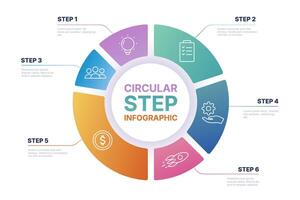 Pie chart infographic. Circle step diagram, modern round diagrams with 5 steps, abstract circle graph elements for business presentation. pie info concept vector