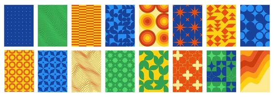 Abstract geometric posters. Retro abstraction pattern background design with minimal simple shapes and forms, modern geometry art prints. abstract set vector