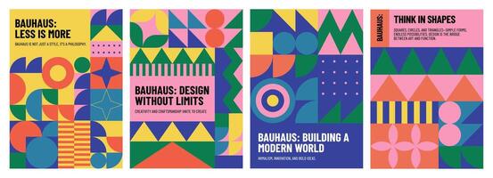 Geometric memphis poster. Abstract minimal bauhaus pattern with simple circle square geometric shapes, modern geometry Scandinavian cover design. abstraction backgrounds set vector