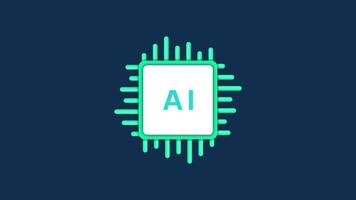 AI microchip animation with glowing lines on dark background video