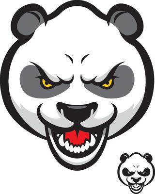 Panda Angry and Furious Cartoon Head