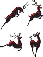 Reindeer Action Silhouette Set vector