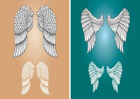 Wings Set, Line Art Illustration vector