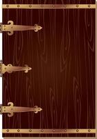 Rustic Wooden Door with Brass Hinges vector