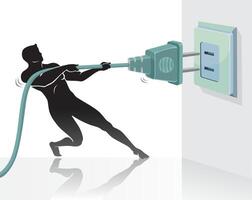Pulling the Plug Illustration vector