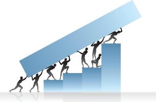 Teamwork Long Bar Graph, Growth Struggle Concept vector