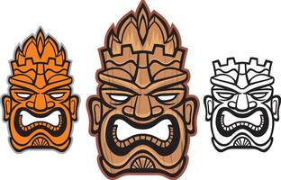 Tiki Totem Wooden Sculptures Design vector