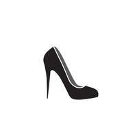 Female shoe with high heel. Elegant black slipper with spike heel on while background. Good for wrapping, print, wallpaper. vector