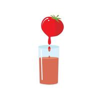 Tomato juice glass isolated. Nectar from tomatoes. Red liquid splashing vector