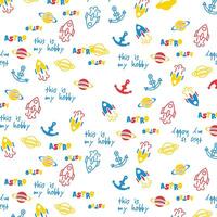 Astronaut Hobby Bright Pattern Design vector