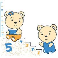 Bears Learning to Count Numbers vector