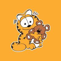 Cute Garfield with teddy vector