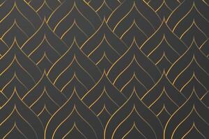 Modern abstract pattern. Gold arches lines on a black background. Elegant and luxurious dark backdrop. vector