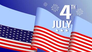 Celebration of 4th of july with american flags and fireworks vector