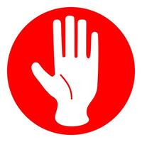 White glove icon with downward arrow on red circular background vector