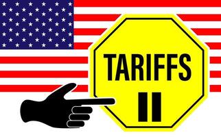 Usa tariffs concept with stop sign and hand gesture indicating pause vector