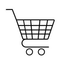 Simple wire shopping cart icon on white background vector