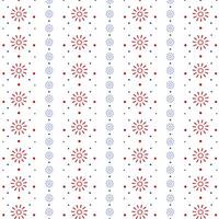 Seamless geometric pattern with red and blue floral motifs on white background vector