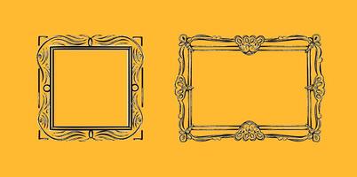 Set of elegant vintage frames in hand-drawn style. Includes floral wreaths, ornate baroque borders, and classic decorative templates. Perfect for invitations, labels, certificates vector
