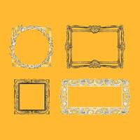 Set of elegant vintage frames in hand-drawn style. Includes floral wreaths, ornate baroque borders, and classic decorative templates. Perfect for invitations, labels, certificates, postcards, vector