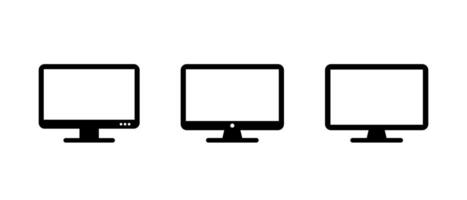 Computer monitor icon set in generic style. Pc screen, desktop display sign symbol vector
