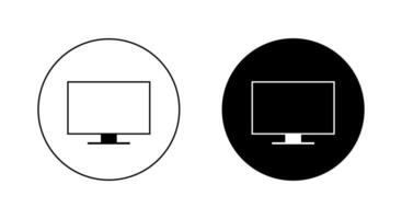 Computer monitor icon on black circle. Pc screen, display sign symbol vector