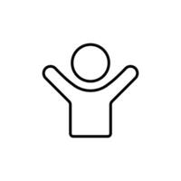 Hands up human outline icon. Support, participation, and positive expression sign symbol vector