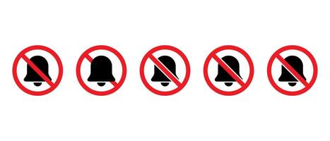 Notification bell with forbidden icon set collection. No alarm symbol vector