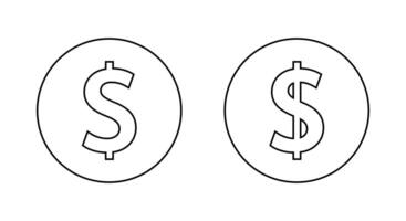 Dollar, money outline icon on circle line. USD currency sign symbol vector