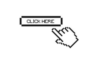 Click Here Icon pixel art design vector
