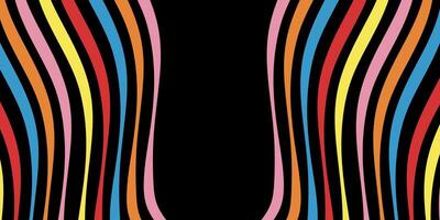a black background with a rainbow colored stripe pattern vector