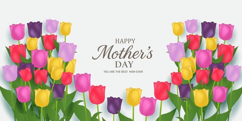 happy mothers day background with tulips