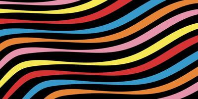 a colorful pattern of wavy lines on a black background vector