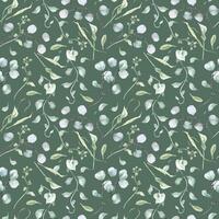 Watercolor eucalyptus leaves pale green seamless pattern isolated. Soft green foliage texture repeated of plant branches hand drawn. Greenery background for design textile, wallpaper, package vector