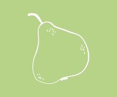 Minimalistic sketch of a pear on a light green background. Hand-drawn style illustration perfect for eco-friendly packaging, recipe cards, or fresh food visuals vector